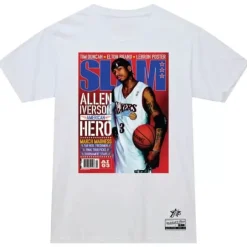 Men Mitchell & Ness T-Shirts & Tops-Slam Cover Philadelphia 76Ers Allen Iverson