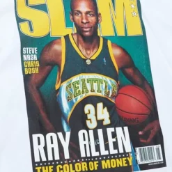Men Mitchell & Ness T-Shirts & Tops-Slam Cover Seattle Supersonics Ray Allen