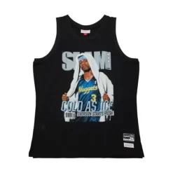Men Mitchell & Ness T-Shirts & Tops-Slam Cover Tank Denver Nuggets Allen Iverson