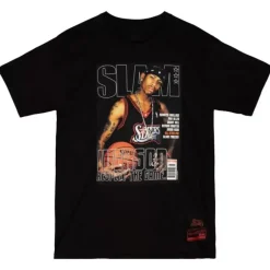 Men Mitchell & Ness T-Shirts & Tops-Slam Cover Tee Philadelphia 76Ers Allen Iverson