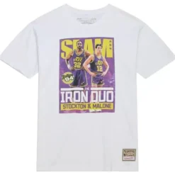 Men Mitchell & Ness T-Shirts & Tops-Slam Iron Duo Tee Utah Jazz
