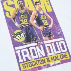 Men Mitchell & Ness T-Shirts & Tops-Slam Iron Duo Tee Utah Jazz