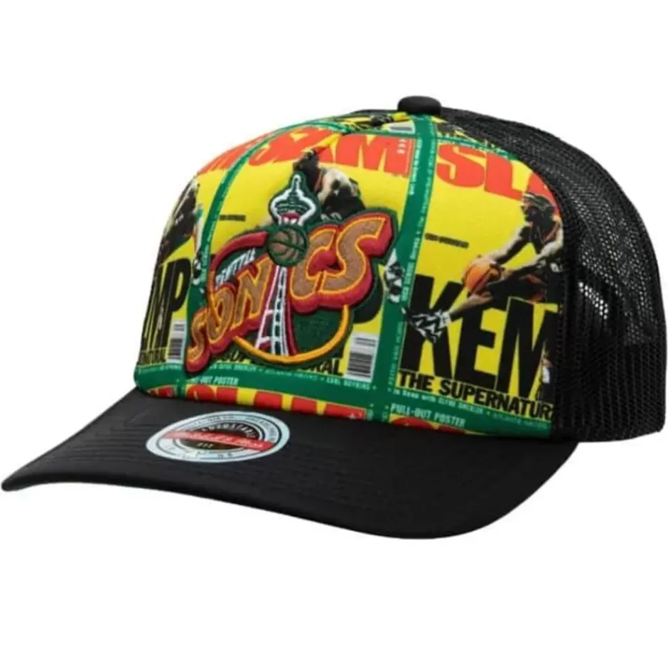 Mitchell & Ness Snapback-Slam Repeat Trucker Snapback Hwc Seattle Supersonics Shawn Kemp