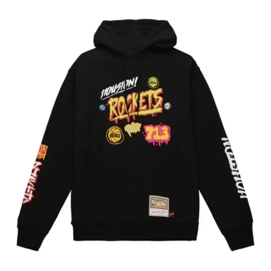 Men Mitchell & Ness Hoodies & Sweatshirts-Slap Sticker Hoodie Houston Rockets