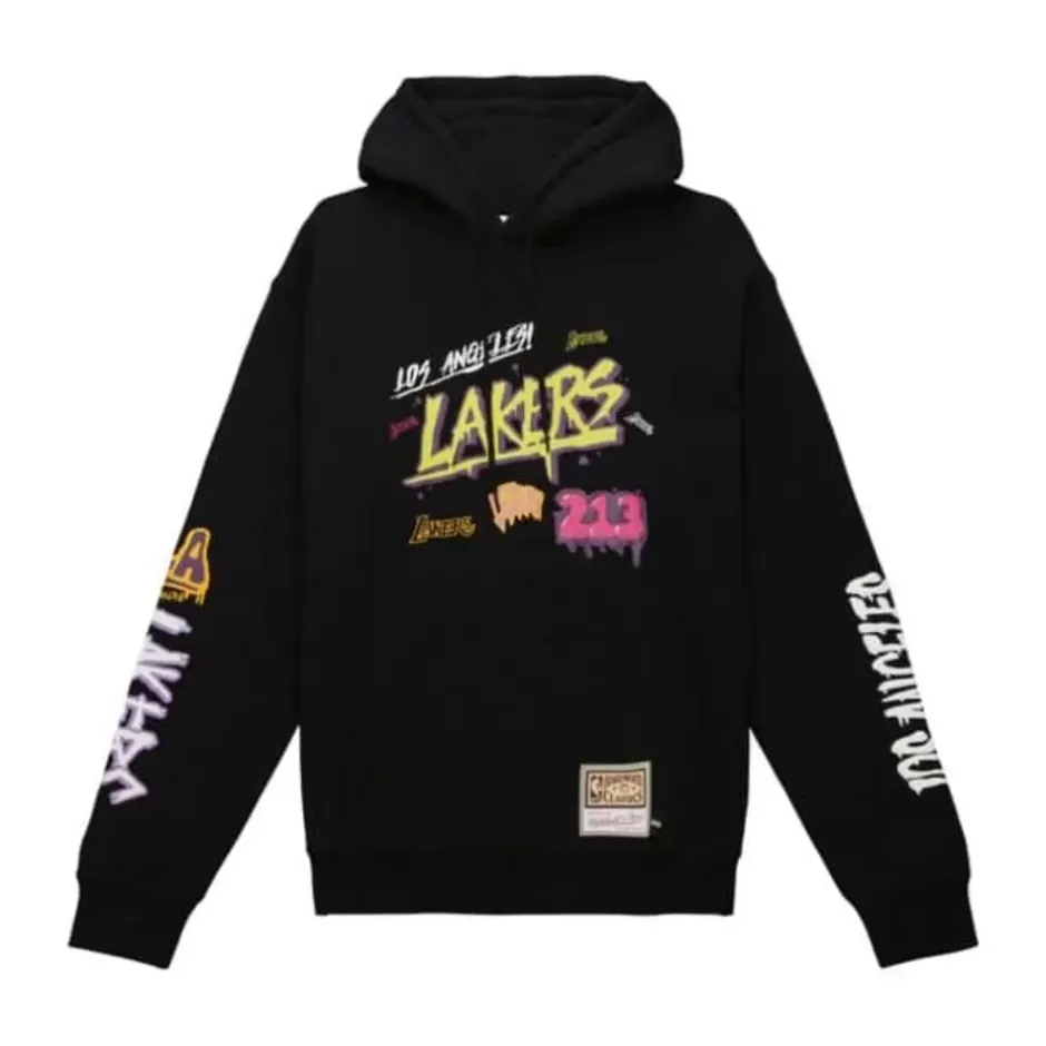 Men Mitchell & Ness Hoodies & Sweatshirts-Slap Sticker Hoodie Los Angeles Lakers