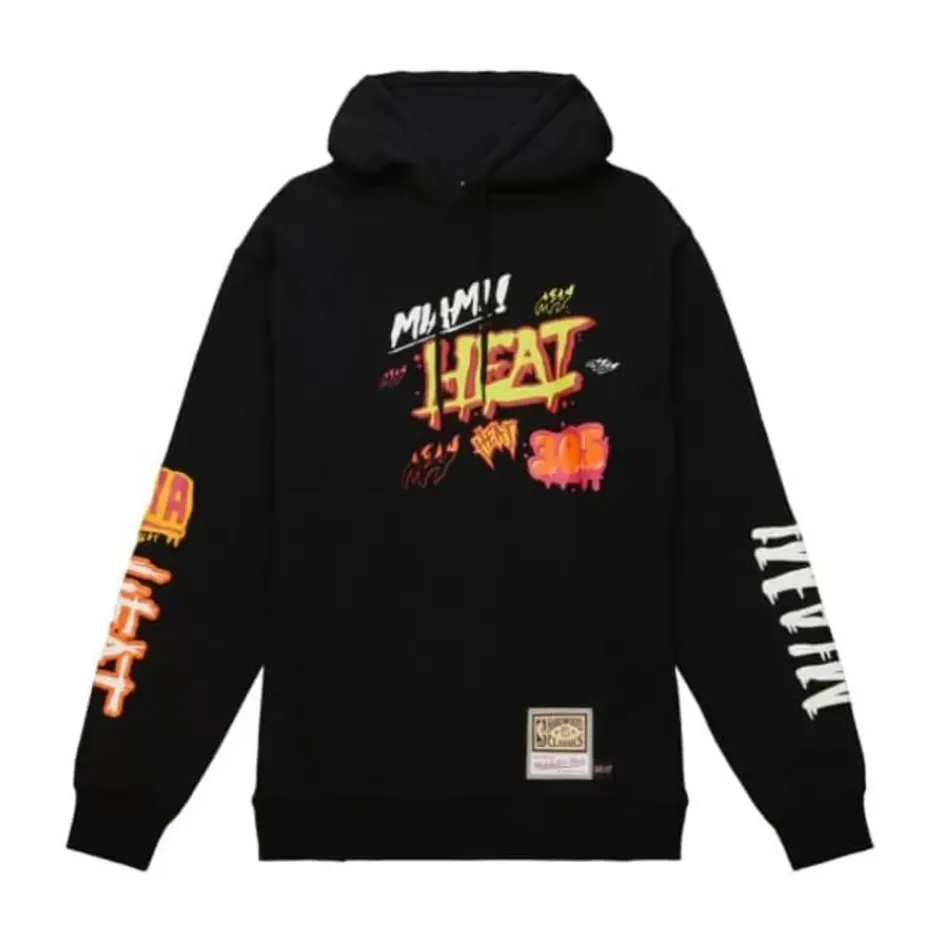 Men Mitchell & Ness Hoodies & Sweatshirts-Slap Sticker Hoodie Miami Heat