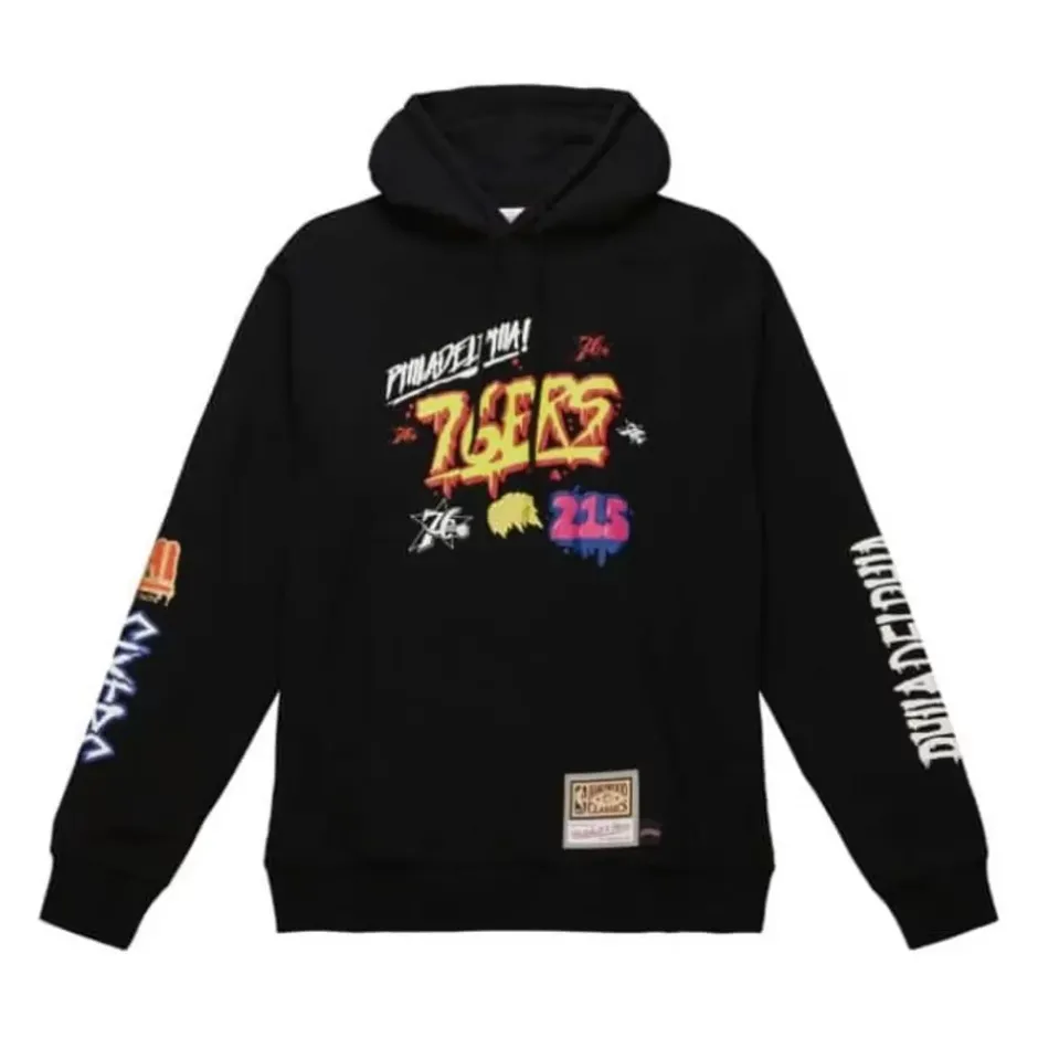 Men Mitchell & Ness Hoodies & Sweatshirts-Slap Sticker Hoodie Philadelphia 76Ers