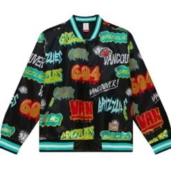 Men Mitchell & Ness Jackets & Outerwear-Slap Sticker Reversible Jacket Vancouver Grizzlies