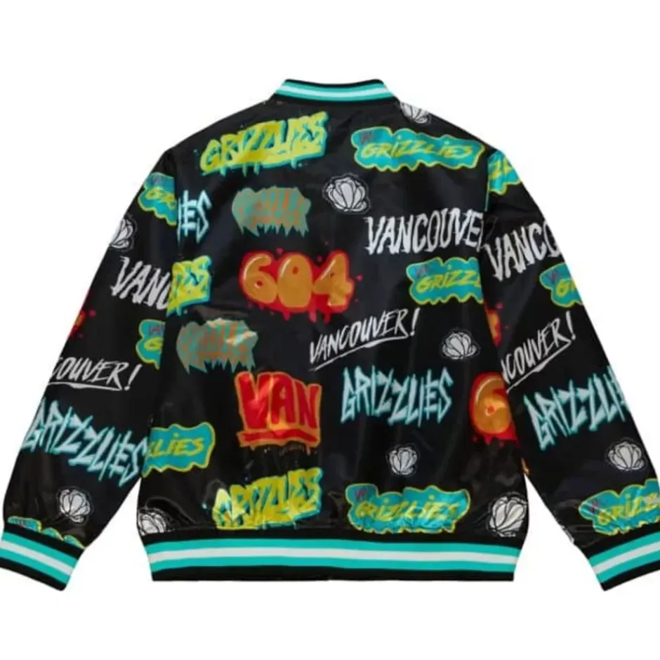 Men Mitchell & Ness Jackets & Outerwear-Slap Sticker Reversible Jacket Vancouver Grizzlies