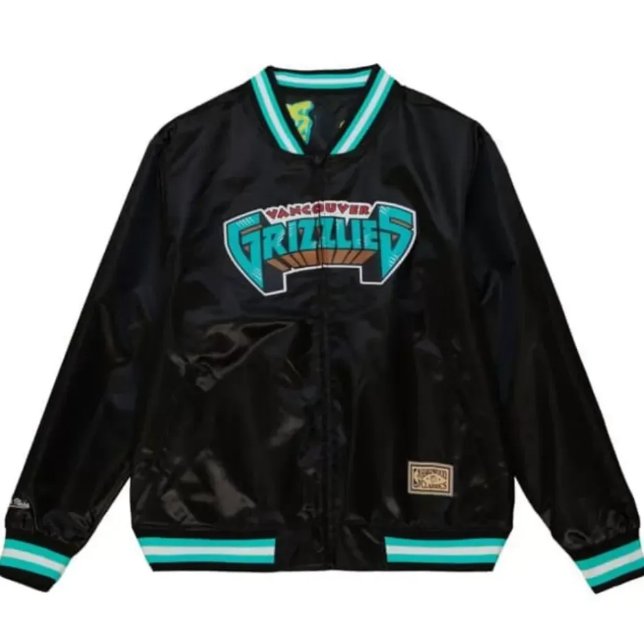 Men Mitchell & Ness Jackets & Outerwear-Slap Sticker Reversible Jacket Vancouver Grizzlies