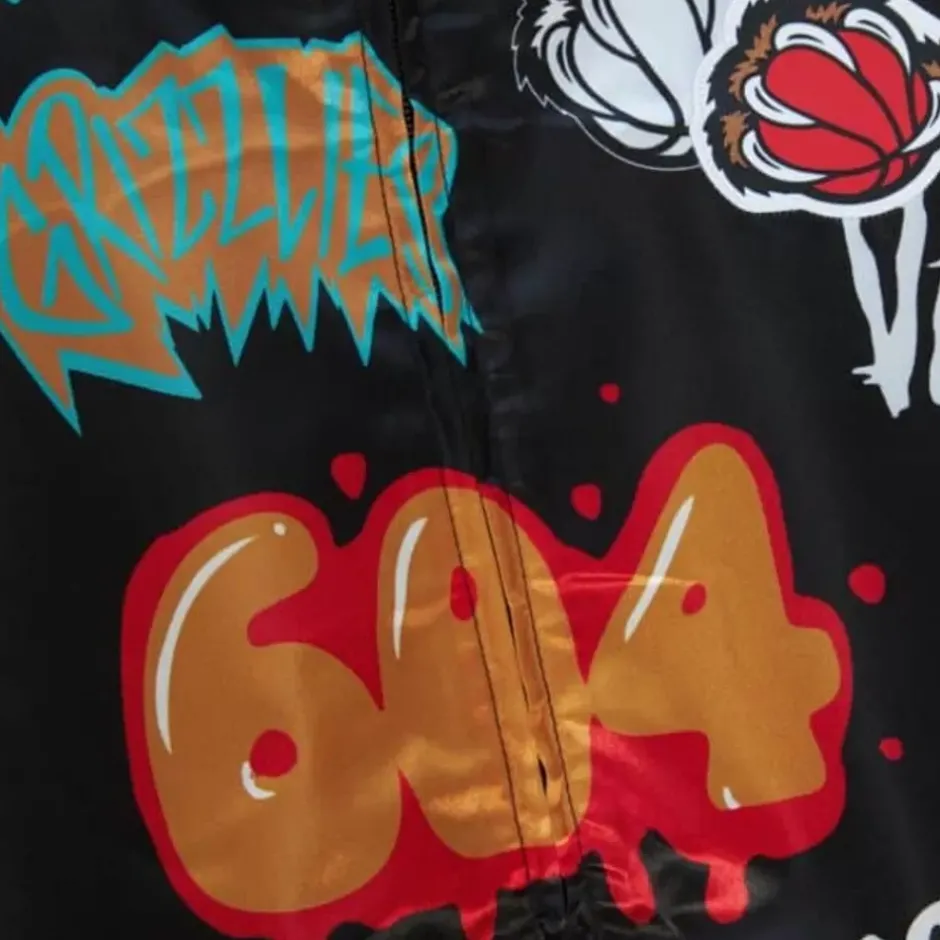 Men Mitchell & Ness Jackets & Outerwear-Slap Sticker Reversible Jacket Vancouver Grizzlies