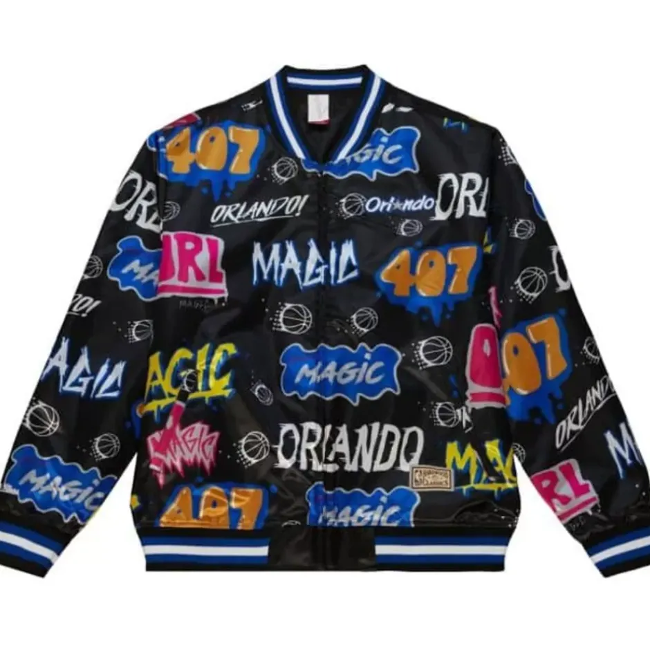 Men Mitchell & Ness Jackets & Outerwear-Slap Sticker Reversible Jacket Orlando Magic