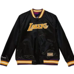 Men Mitchell & Ness Jackets & Outerwear-Slap Sticker Reversible Jacket Los Angeles Lakers