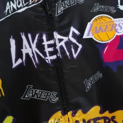 Men Mitchell & Ness Jackets & Outerwear-Slap Sticker Reversible Jacket Los Angeles Lakers