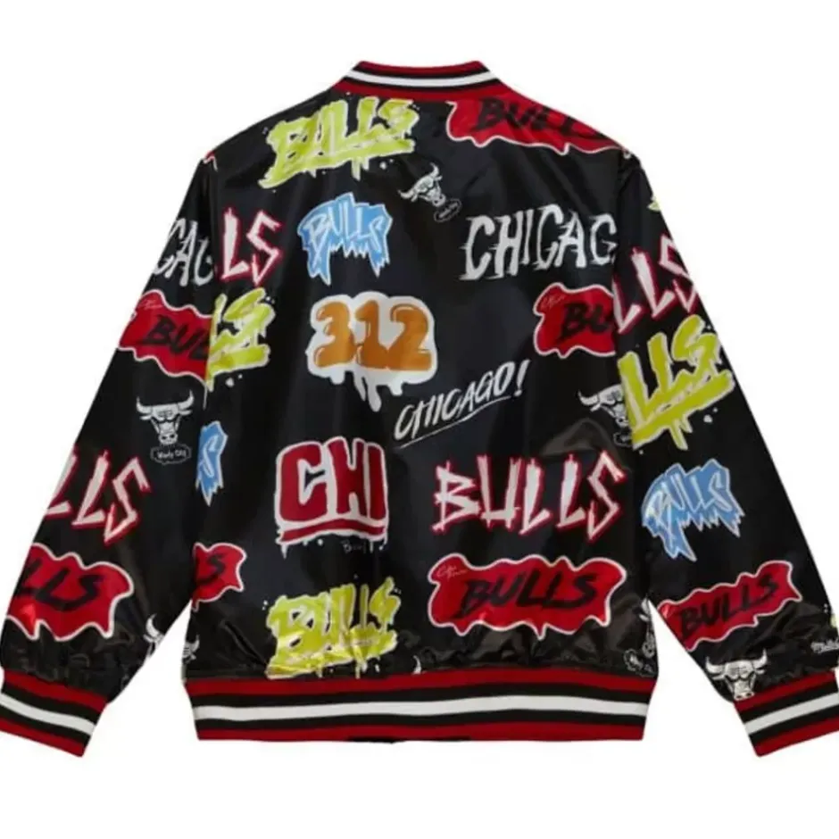 Men Mitchell & Ness Jackets & Outerwear-Slap Sticker Reversible Jacket Chicago Bulls
