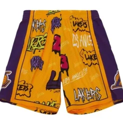 Men Mitchell & Ness Shorts-Slap Sticker Swingman Los Angeles Lakers 2009-10 Shorts