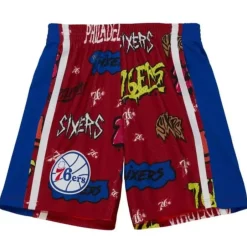 Men Mitchell & Ness Shorts-Slap Sticker Swingman Philadelphia 76Ers 1996-97 Shorts