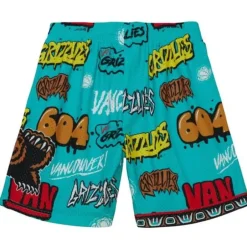 Men Mitchell & Ness Shorts-Slap Sticker Swingman Vancouver Grizzlies 1998-99 Shorts