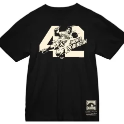 Men Mitchell & Ness T-Shirts & Tops-Sliding 42 Tee Los Angeles Dodgers Jackie Robinson