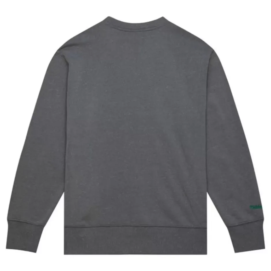 Men Mitchell & Ness Hoodies & Sweatshirts-Snow Washed Fleece Crew Boston Celtics