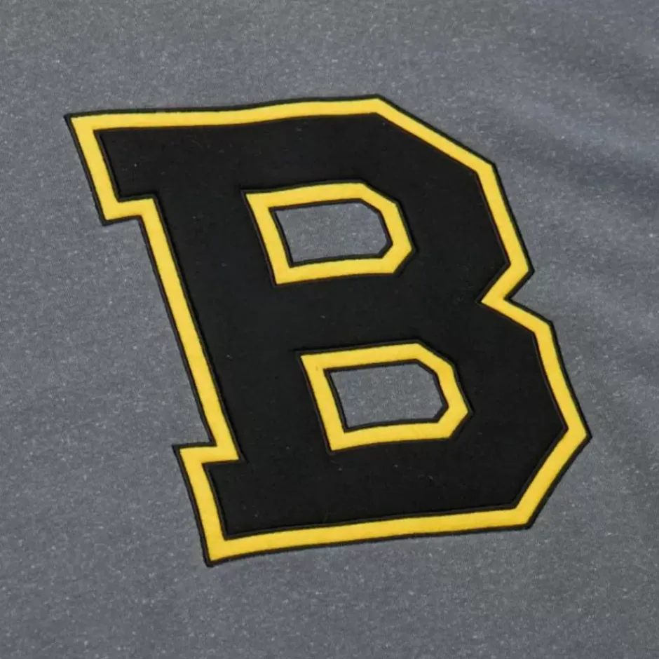 Men Mitchell & Ness Hoodies & Sweatshirts-Snow Washed Fleece Crew Boston Bruins