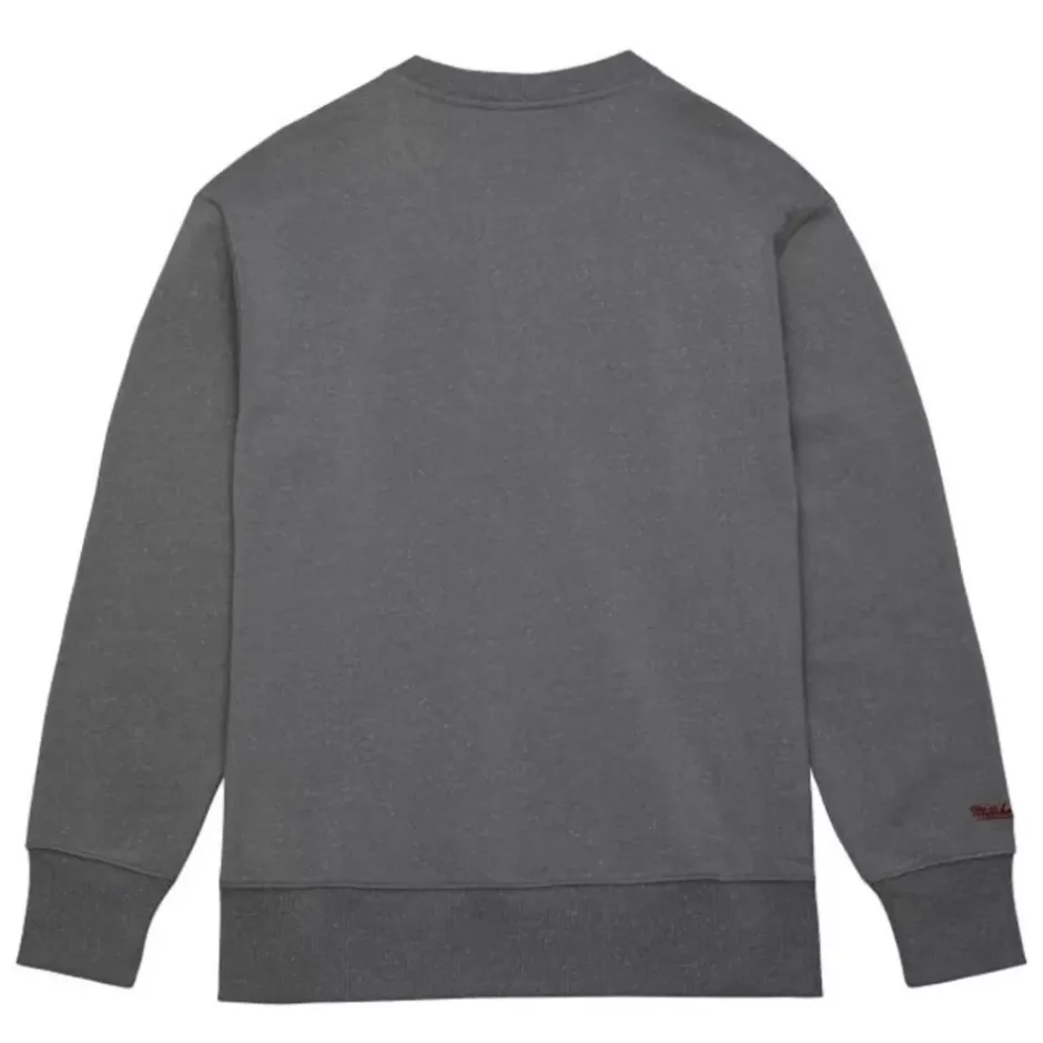 Men Mitchell & Ness Hoodies & Sweatshirts-Snow Washed Fleece Crew Current Logo Detroit Red Wings