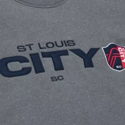Men Mitchell & Ness Hoodies & Sweatshirts-Snow Washed Fleece Crew Current Logo St. Louis City Sc