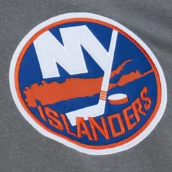 Men Mitchell & Ness Hoodies & Sweatshirts-Snow Washed Fleece Crew Current Logo New York Islanders