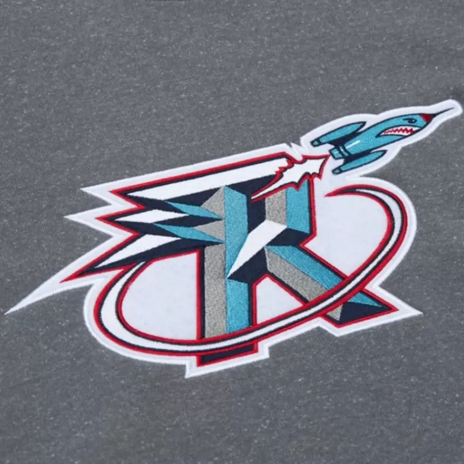 Men Mitchell & Ness Hoodies & Sweatshirts-Snow Washed Fleece Crew Houston Rockets