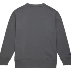 Men Mitchell & Ness Hoodies & Sweatshirts-Snow Washed Fleece Crew Los Angeles Lakers