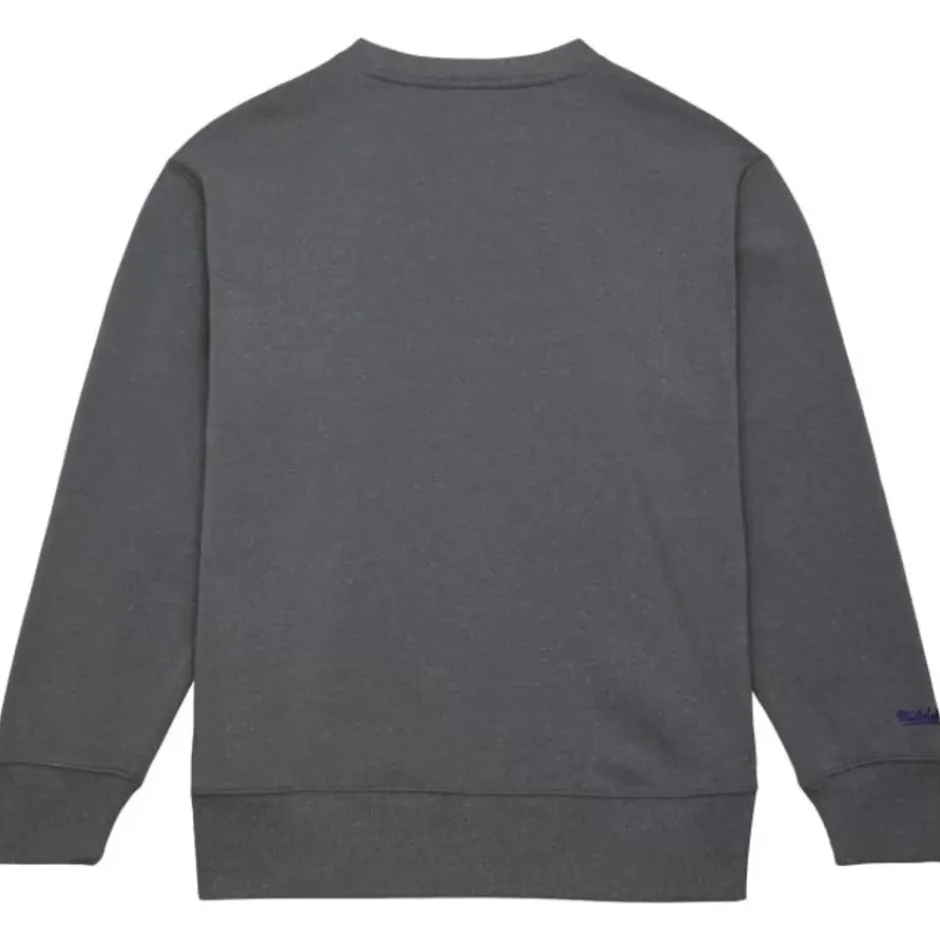 Men Mitchell & Ness Hoodies & Sweatshirts-Snow Washed Fleece Crew Los Angeles Lakers