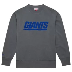 Men Mitchell & Ness Hoodies & Sweatshirts-Snow Washed Fleece Crew New York Giants