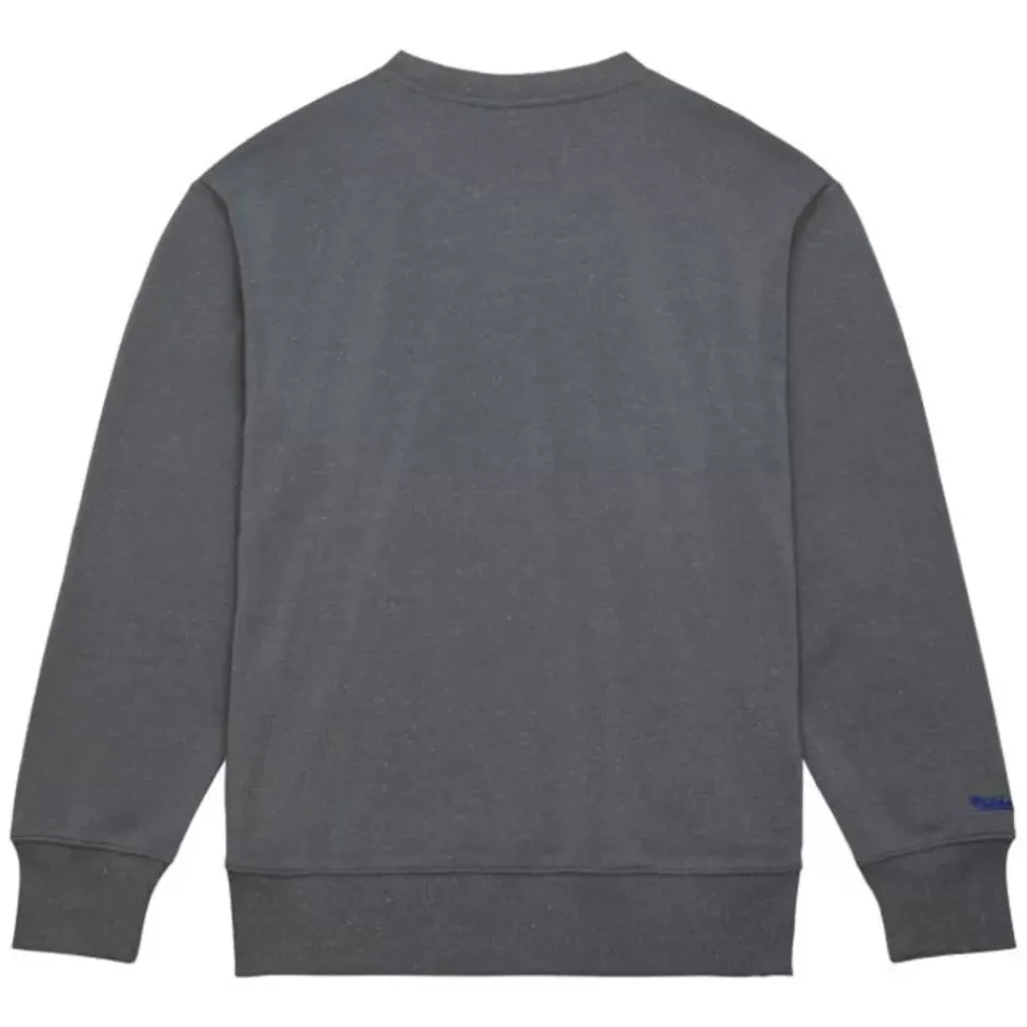 Men Mitchell & Ness Hoodies & Sweatshirts-Snow Washed Fleece Crew New York Knicks