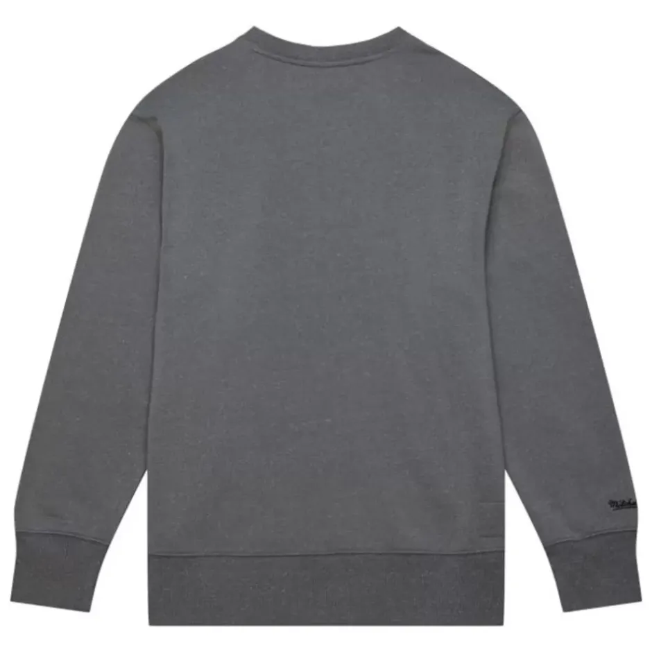 Men Mitchell & Ness Hoodies & Sweatshirts-Snow Washed Fleece Crew Oakland Raiders