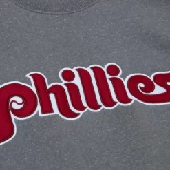 Men Mitchell & Ness Hoodies & Sweatshirts-Snow Washed Fleece Crew Philadelphia Phillies