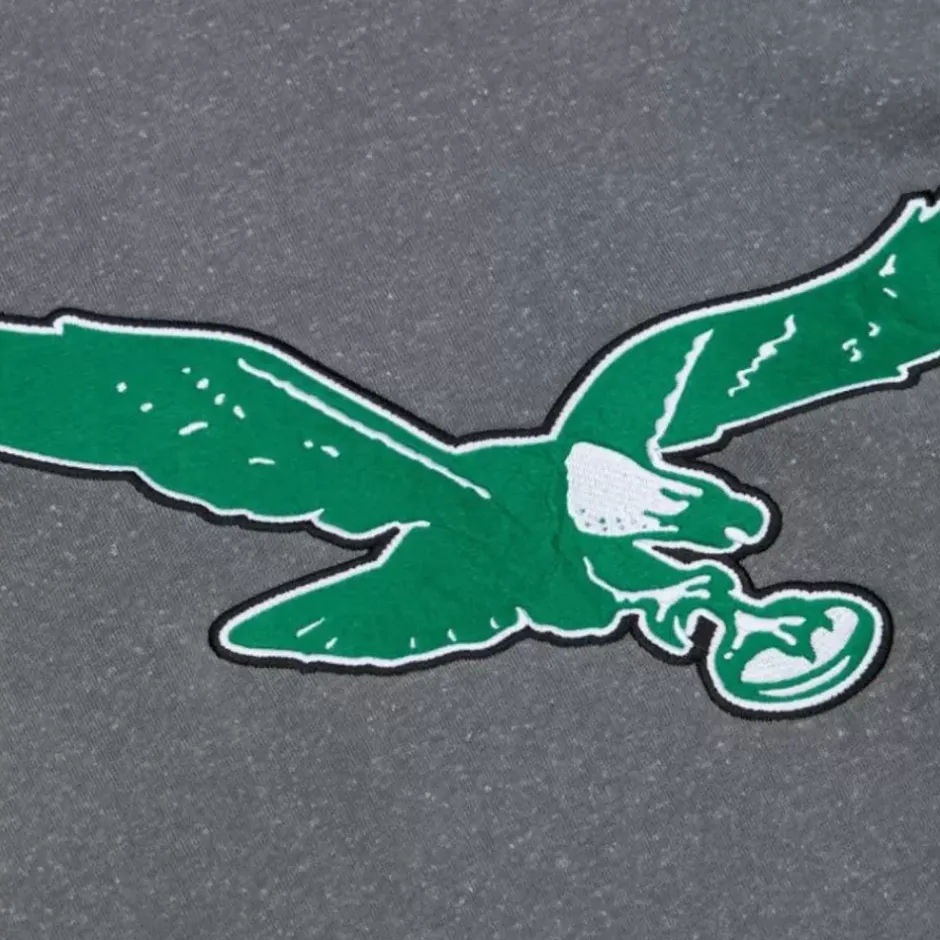 Men Mitchell & Ness Hoodies & Sweatshirts-Snow Washed Fleece Crew Philadelphia Eagles