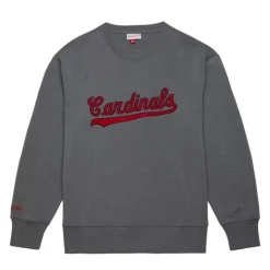 Men Mitchell & Ness Hoodies & Sweatshirts-Snow Washed Fleece Crew St. Louis Cardinals