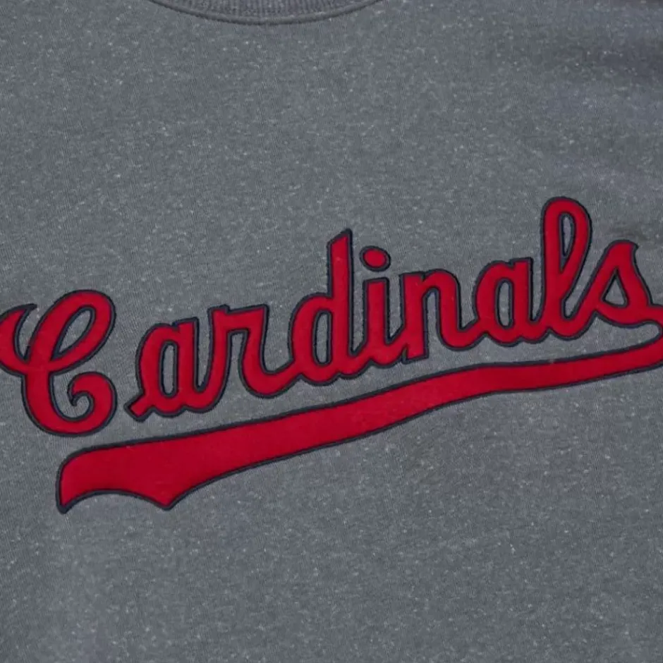 Men Mitchell & Ness Hoodies & Sweatshirts-Snow Washed Fleece Crew St. Louis Cardinals