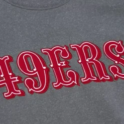 Men Mitchell & Ness Hoodies & Sweatshirts-Snow Washed Fleece Crew San Francisco 49Ers