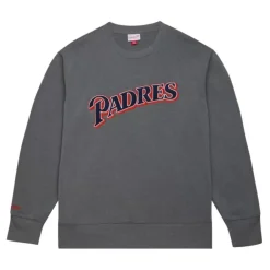 Men Mitchell & Ness Hoodies & Sweatshirts-Snow Washed Fleece Crew San Diego Padres