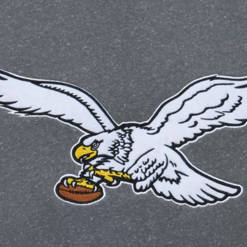 Men Mitchell & Ness Hoodies & Sweatshirts-Snow Washed Fleece Crew Vintage Logo Philadelphia Eagles