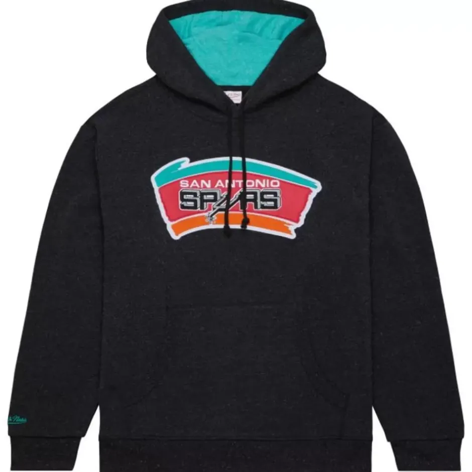 Men Mitchell & Ness Hoodies & Sweatshirts-Snow Washed Fleece Hoodie San Antonio Spurs