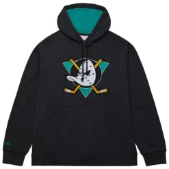 Men Mitchell & Ness Hoodies & Sweatshirts-Snow Washed Fleece Hoodie Anaheim Ducks