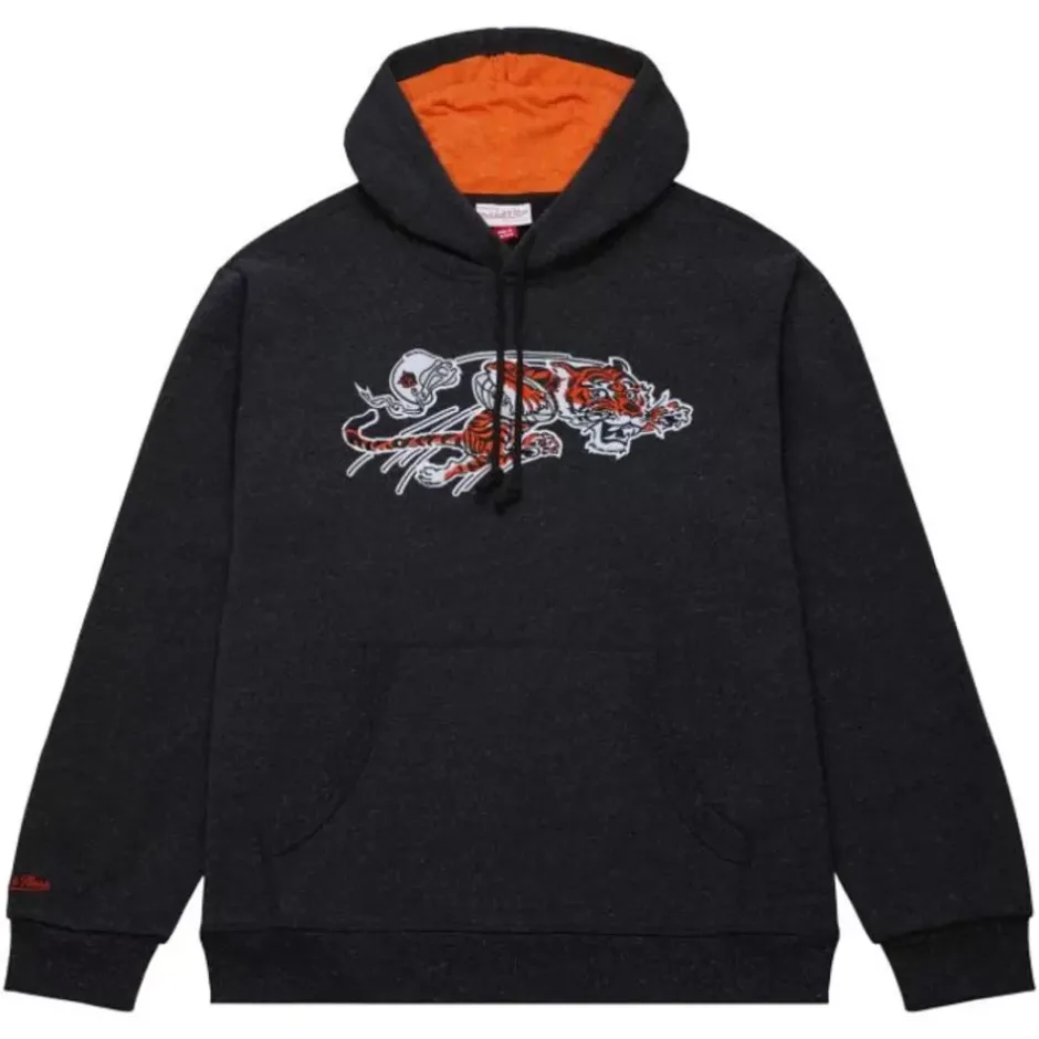 Men Mitchell & Ness Hoodies & Sweatshirts-Snow Washed Fleece Hoodie Cincinnati Bengals