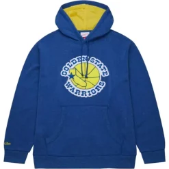 Men Mitchell & Ness Hoodies & Sweatshirts-Snow Washed Fleece Hoodie Golden State Warriors