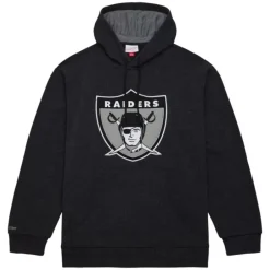 Men Mitchell & Ness Hoodies & Sweatshirts-Snow Washed Fleece Hoodie Oakland Raiders