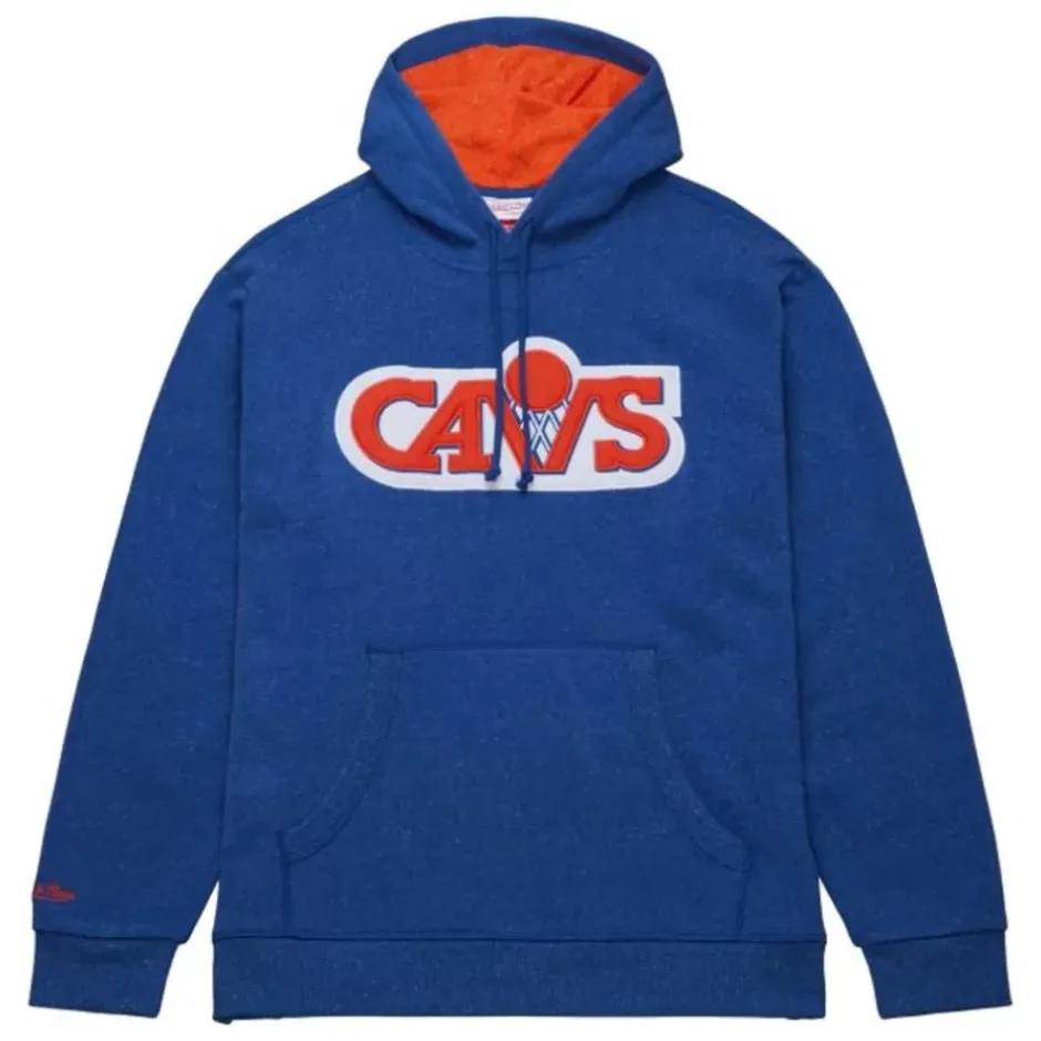 Men Mitchell & Ness Hoodies & Sweatshirts-Snow Washed Fleece Hoodie Cleveland Cavaliers