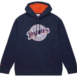 Men Mitchell & Ness Hoodies & Sweatshirts-Snow Washed Fleece Hoodie San Diego Padres