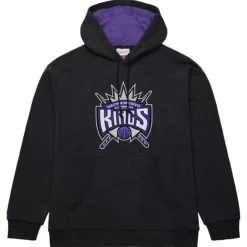 Men Mitchell & Ness Hoodies & Sweatshirts-Snow Washed Fleece Hoodie Sacramento Kings