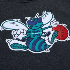 Men Mitchell & Ness Hoodies & Sweatshirts-Snow Washed Fleece Hoodie Charlotte Hornets
